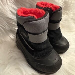 UGG Black and Gray Kids Snow Boots with Red Lining